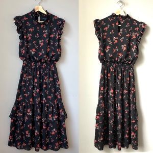 EUC Saks Fifth Avenue Floral Tiered Midi Dress 6